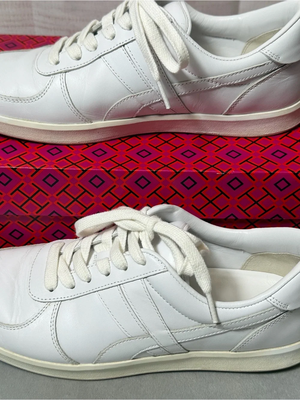 Tory Burch Hank Court White Leather Low-Top Lace-Up Sneakers